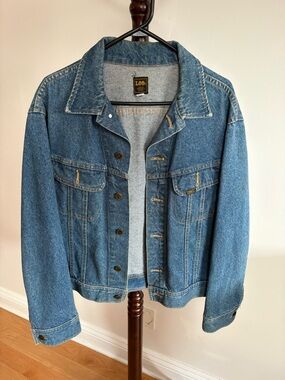 Lee light blue denim jacket with yellow logo patch